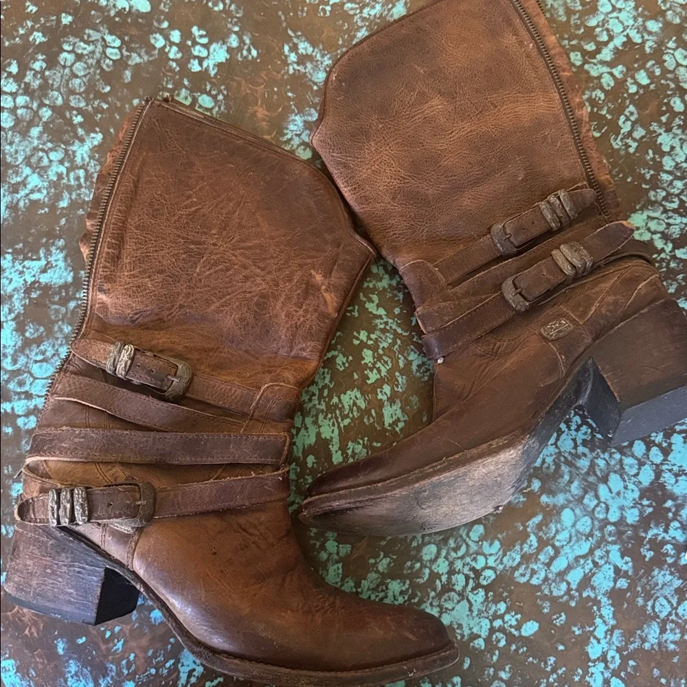 Freebird by Steven Pikes Leather Buckle Boots 10 OG - Picture 1 of 6